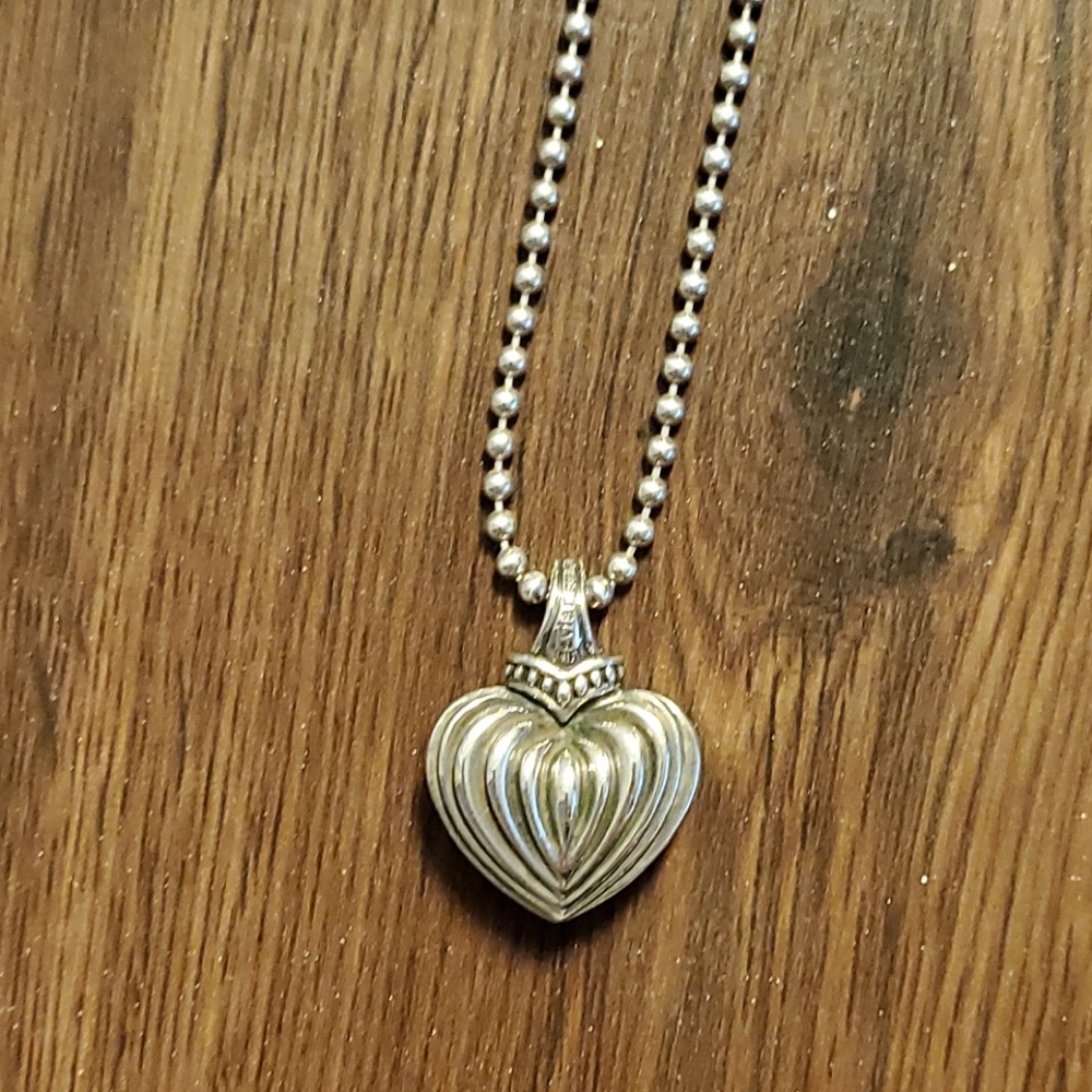 Lagos Silver Caviar Heart Necklace